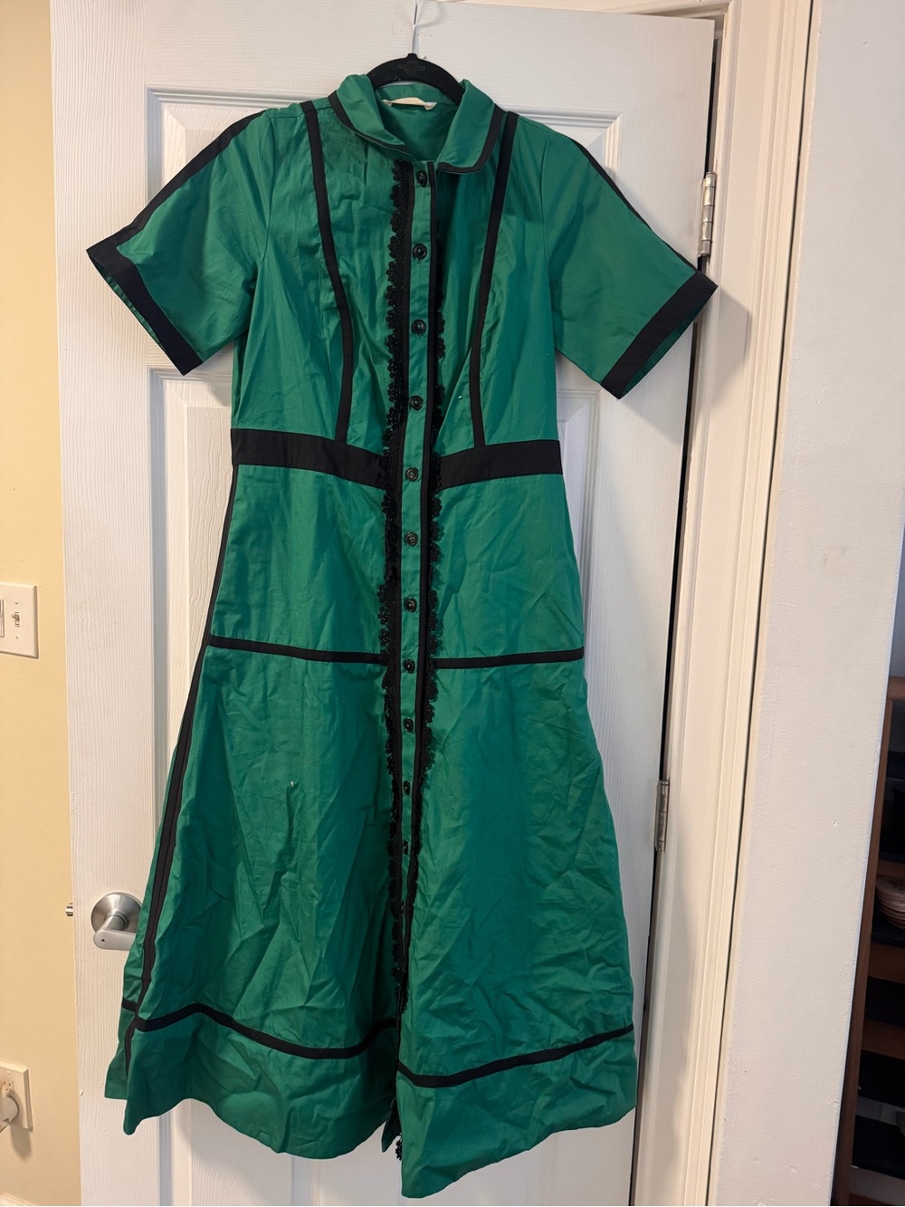 eshakti Emerald Green Dress with Black Trim